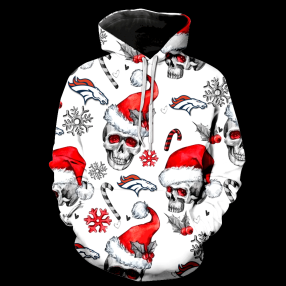 Denver Broncos Christmas Skull New Full Over Print K1138 Hoodie Zipper