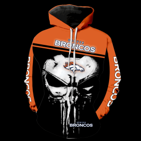 Denver Broncos Punisher Skull New Full All Over Print V1437 Hoodie Zipper