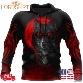 Der Red Moon Wolf Unisex Gre Hoodie Ln