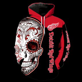 Detroit Red Wings Skull Full Over Print K1061 Hoodie Zipper