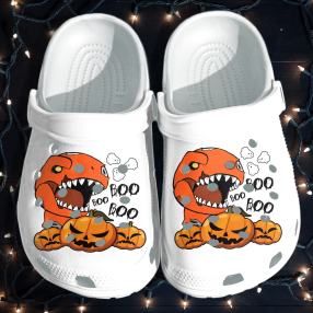 Dinosaur Robot And Scary Pumpkin Shoes Clog   Halloween Crocs Crocband Clog Birthday Gift For Man Son Nephew Friend