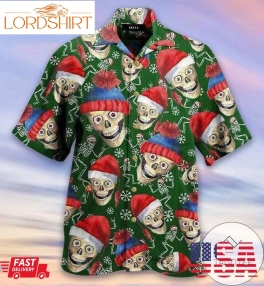 Discover Cool Funny Christmas Skull Green Hawaiian Aloha Shirts