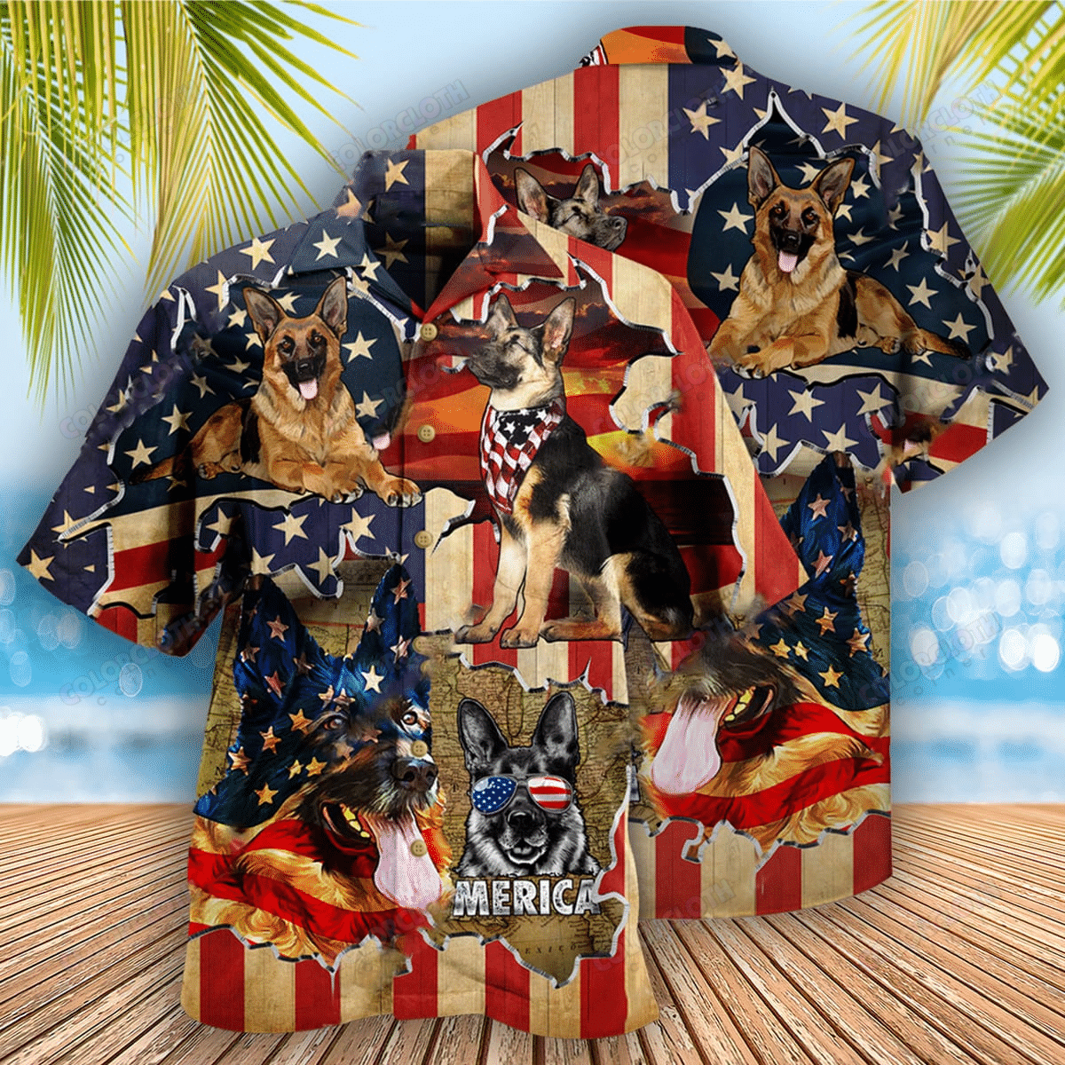 Dog America Protected By German Shepherd Hawaiian Shirt Tv056120