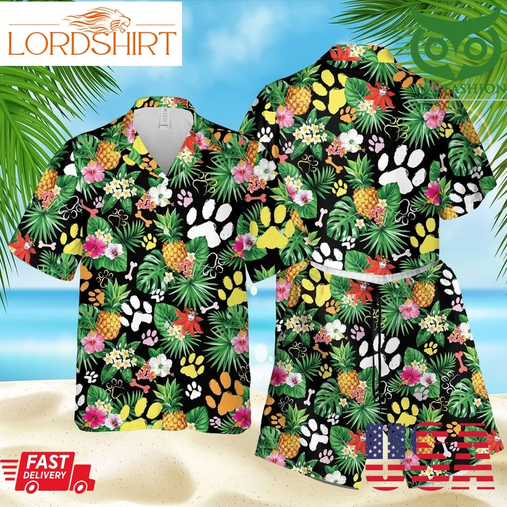 Dog Paws Hawaiian Summer Outfit