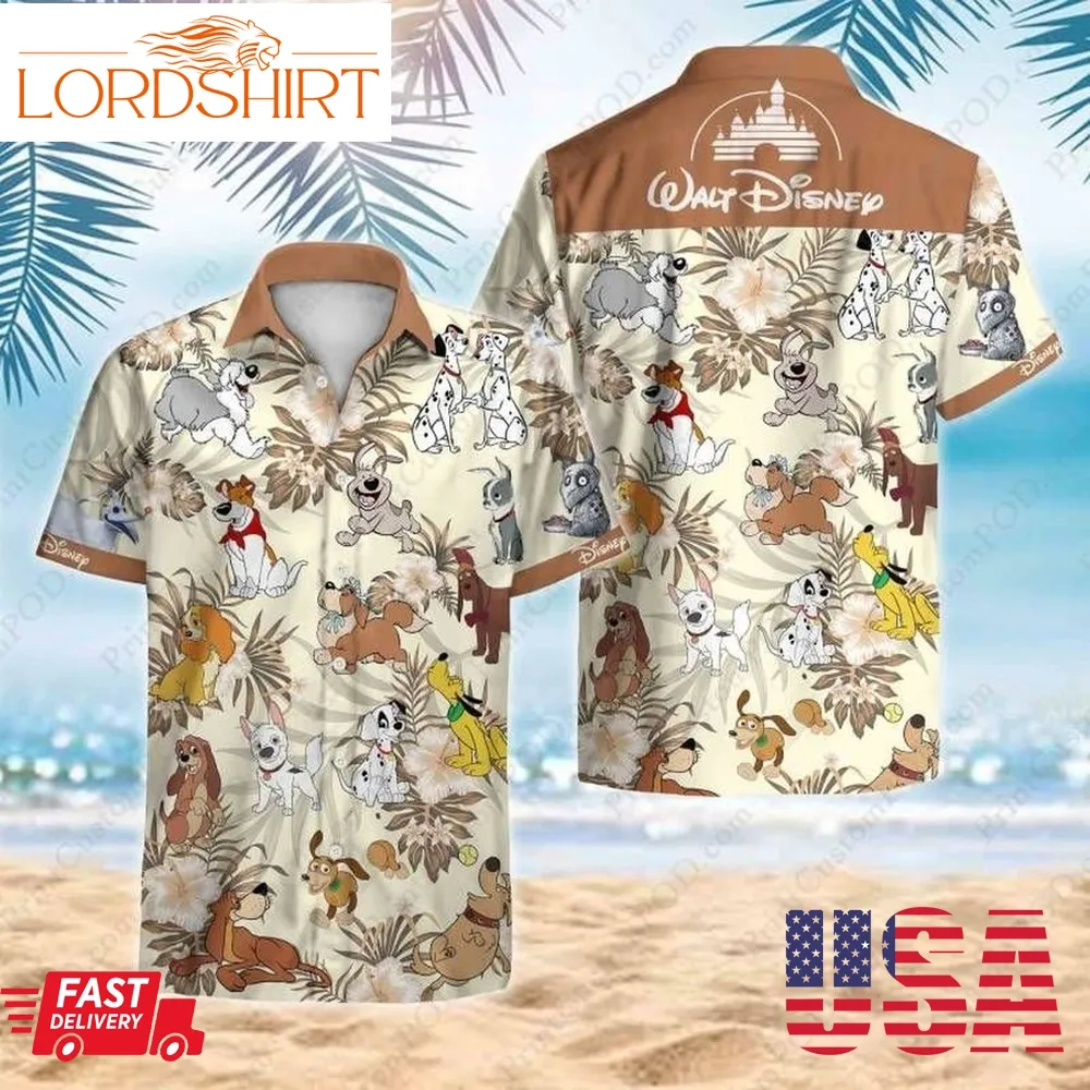 Dogs Disney Hawaiian Graphic Print Short Sleeve Hawaiian