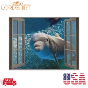 Dolphin Hello Window Style Limited Horizontal Poster Canvas