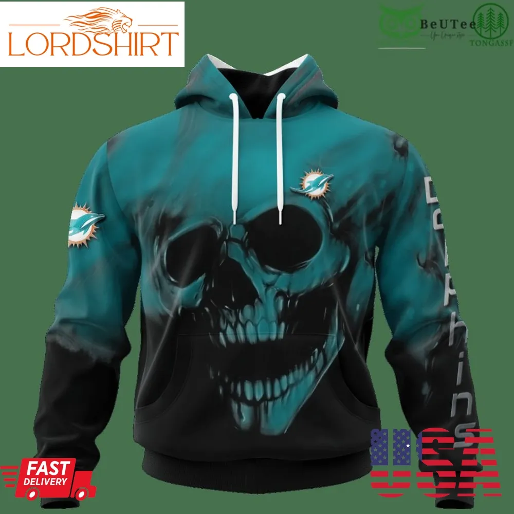 Dolphins Fading Skull American Football 3D Hoodie Sweatshirt Nfl