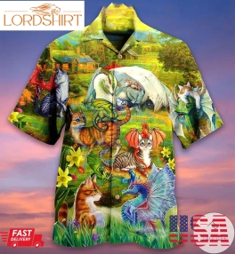 Dragon And Cats Love Life Hawaiian Shirt