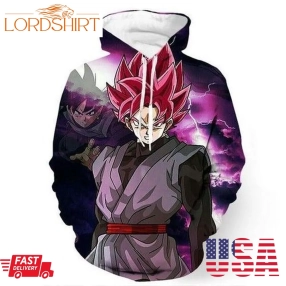 Dragon Ball Super Black Goku Super Saiyan Rose Lightning Zip 3D Hoodie