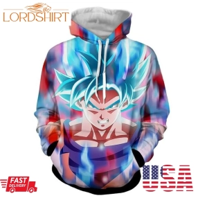 Dragon Ball Super Strong Mighty Son Goku Red Blue Aura Pullover And Zippered Hoodies Custom 3D Graphic Printed 3D Hoodie All Over Print Hoodie For Men For Women