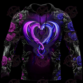 Dragon Couples Purple 3D Hoodie