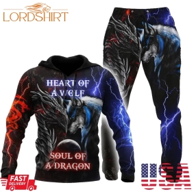 Dragon Heart Of A Wolf, Soul Of A Dragon Hoodie Sweatpants Combo