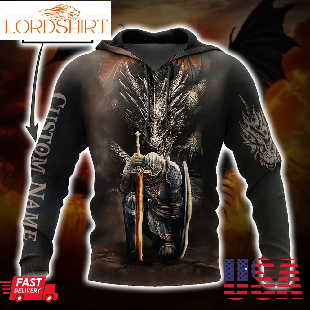 Dragon Knight Templar God 3D Hoodie Shirt For Men And Women Custom Name