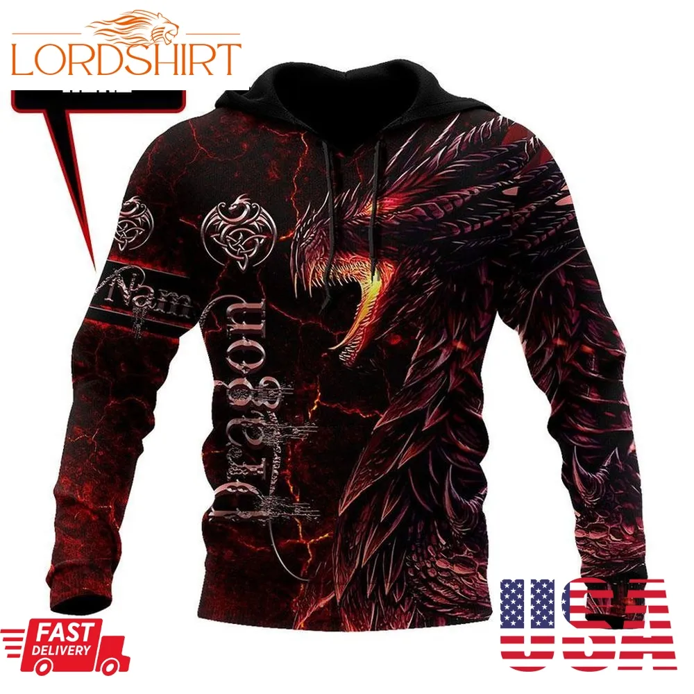 Dragon Red 3D Hoodie Shirt For Men And Women Custom Name Ver2