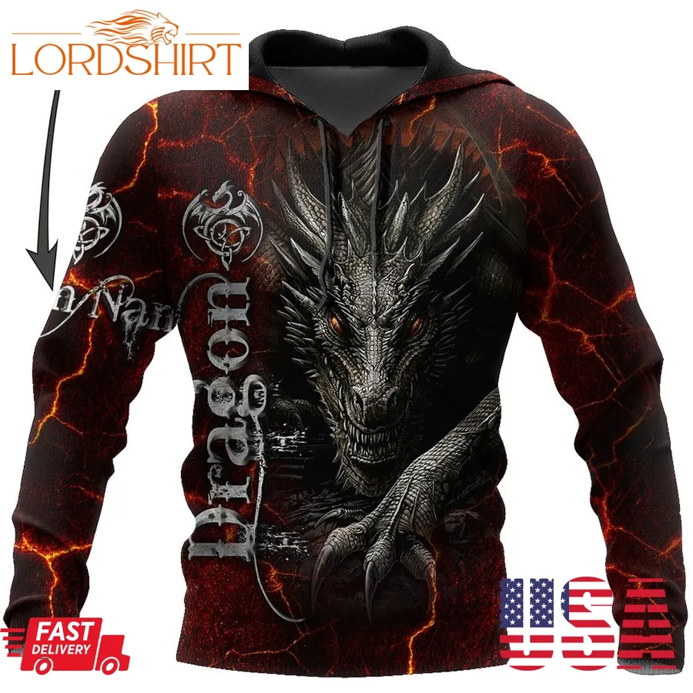 Dragon Red 3D Hoodie Shirt For Men And Women Custom Name