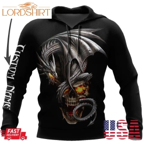 Dragon Skull 3D Hoodie Shirt For Men And Women Custom Name Ver2