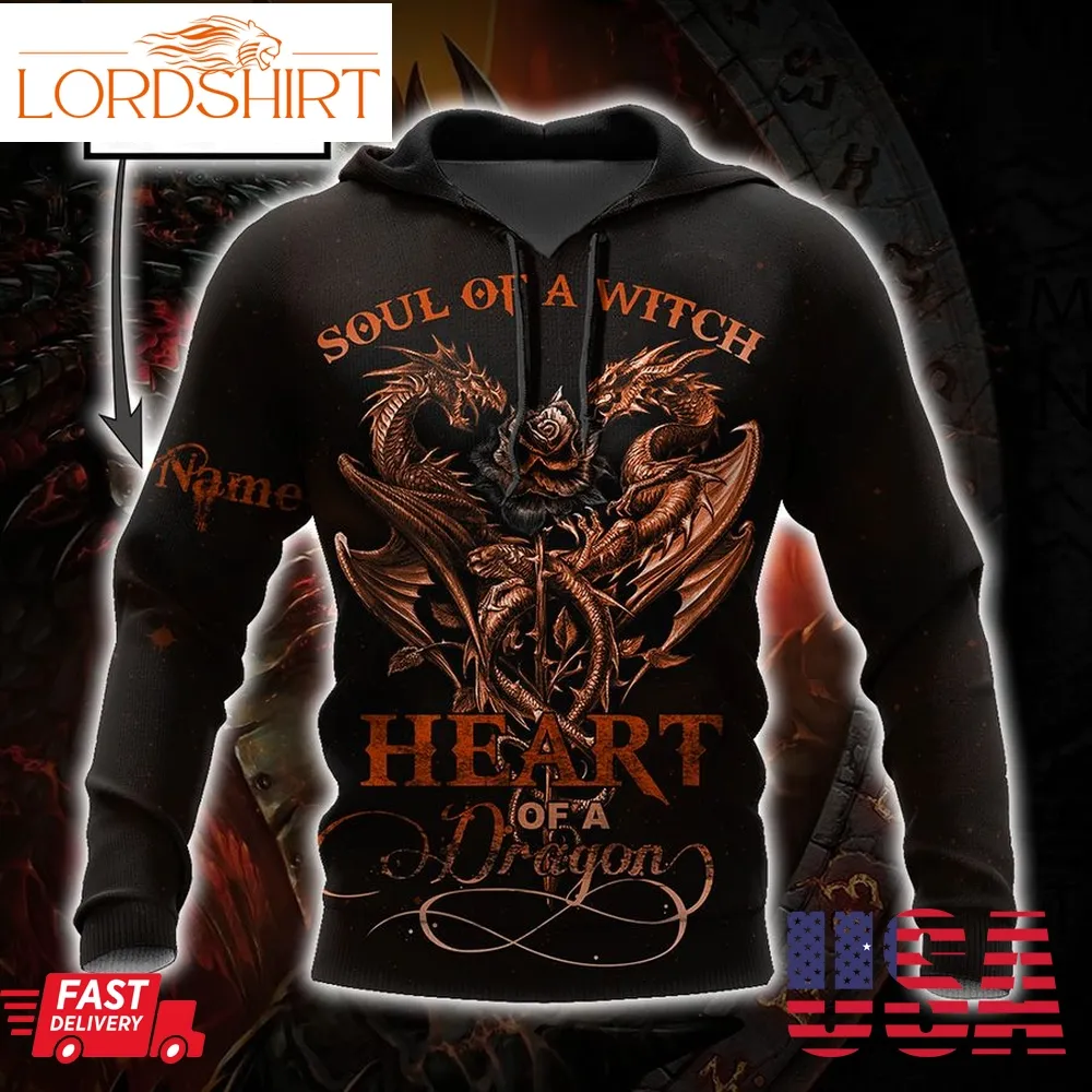 Dragon Soul Of A Witch 3D Hoodie Shirt For Men And Women Custom Name