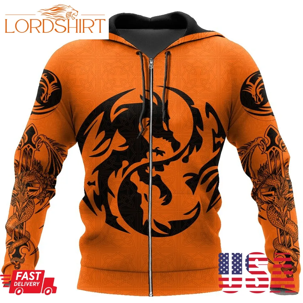 Dragon Tattoo Orange 3D Hoodie Shirt For Men And Women Dd10082001