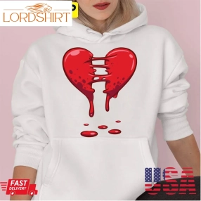 Dripping Broken Heart Halloween Valentines Funny Love Funny Halloween Trending Unisex Hoodie