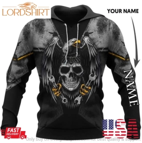 Eagle Wing With Skull Face Personalized Unisex Hoodie Lh