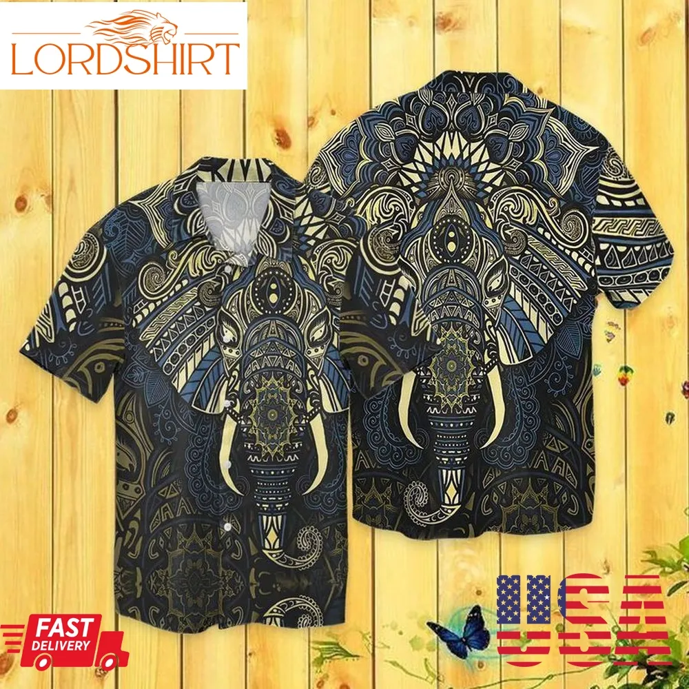 Elephant Mandala For Men And Women Graphic Print Short Sleeve Hawaiian Casual Shirt Y97