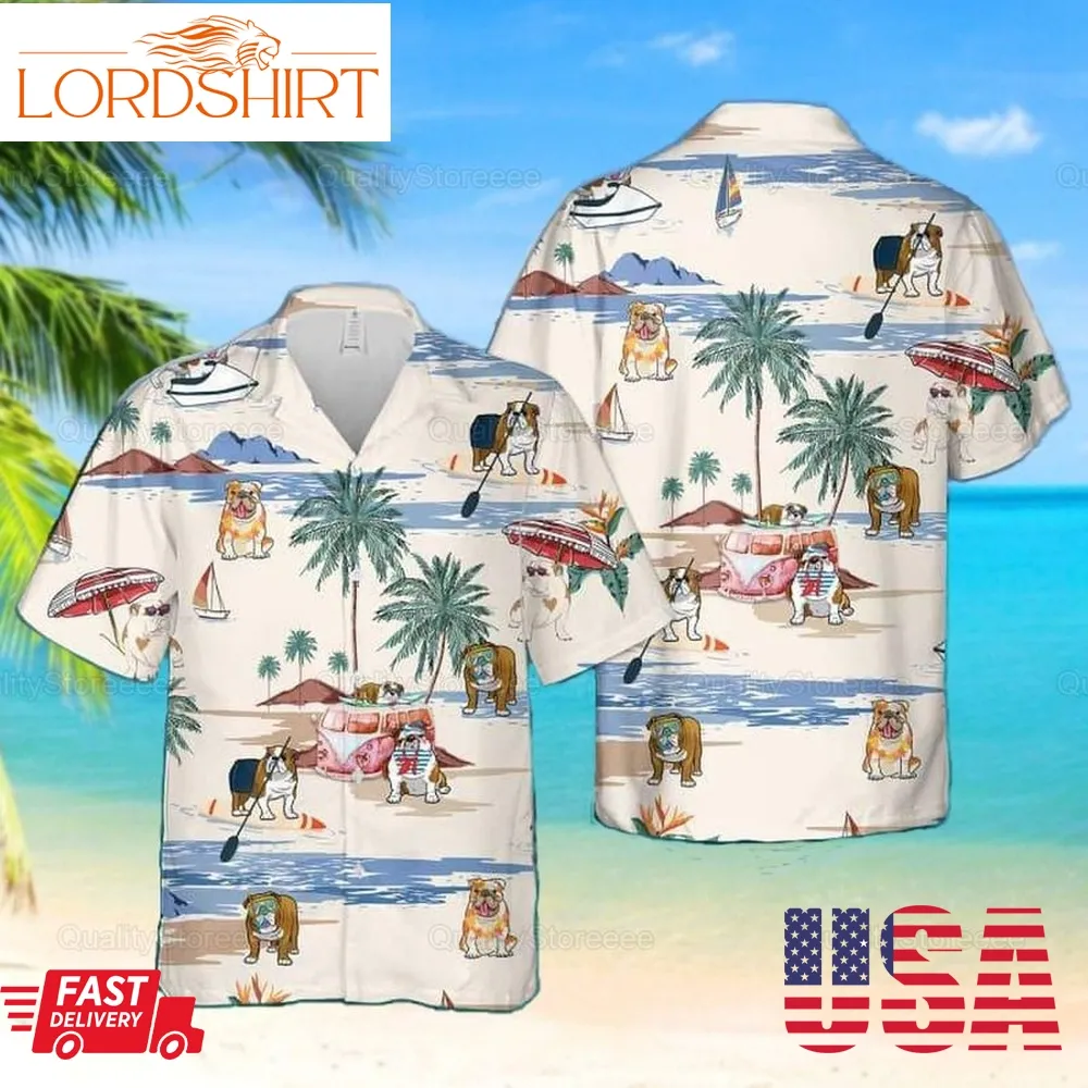 English Bulldog Hawaiian Shirt, Bulldog Shirt,  Bulldog  Lover, Dog Tropical Shirts, Summer Shirts, Flower Hawaii Shirts Zpt032109a11