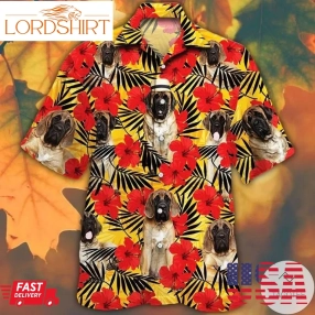 English Mastiff Dog Lovers Hibiscus Flower Hawaiian Shirt