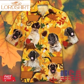 English Mastiff Dog Lovers Orange Nature Autumn Hawaiian Shirt