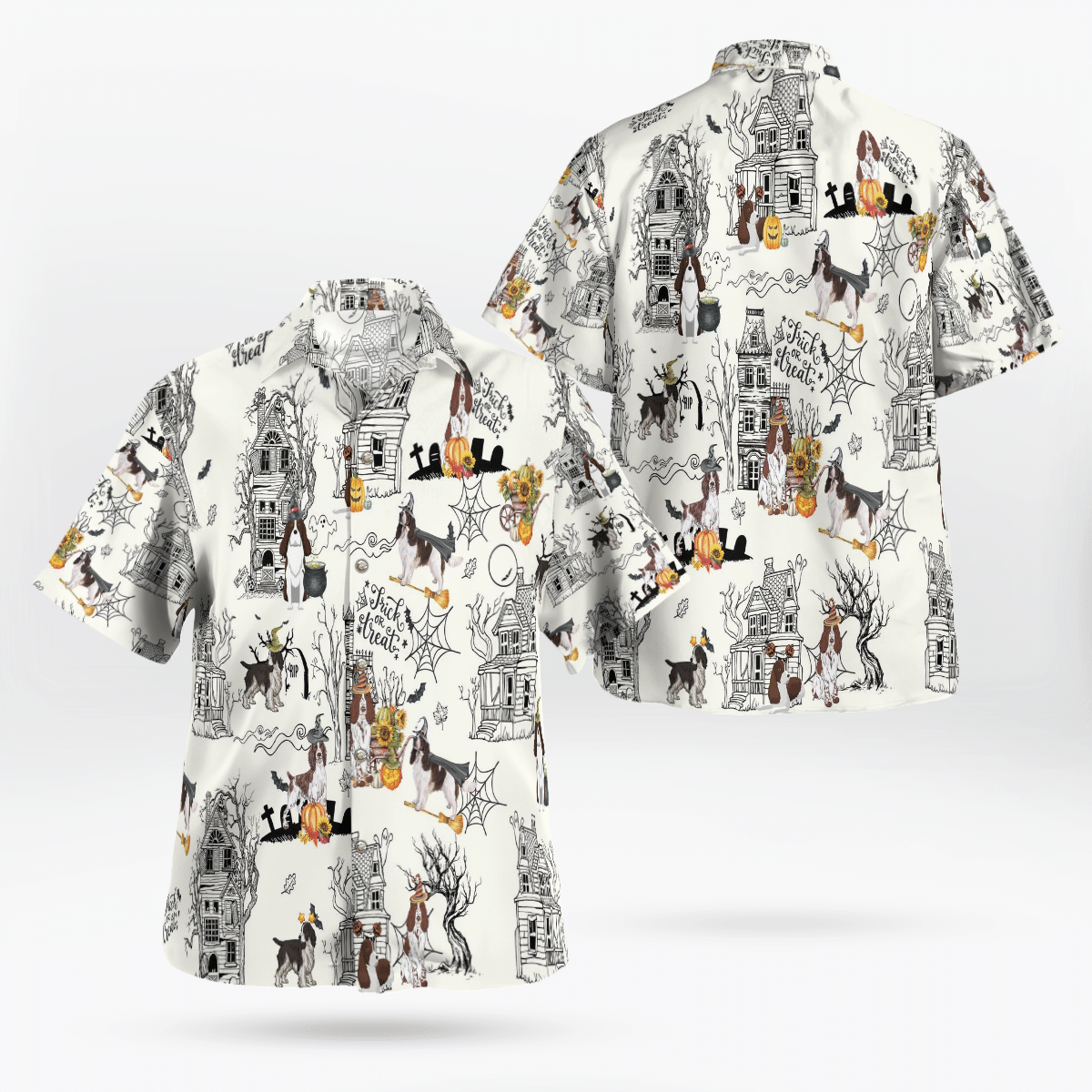 English Springer Spaniel Halloween Pumpkin Hawaiian Shirt