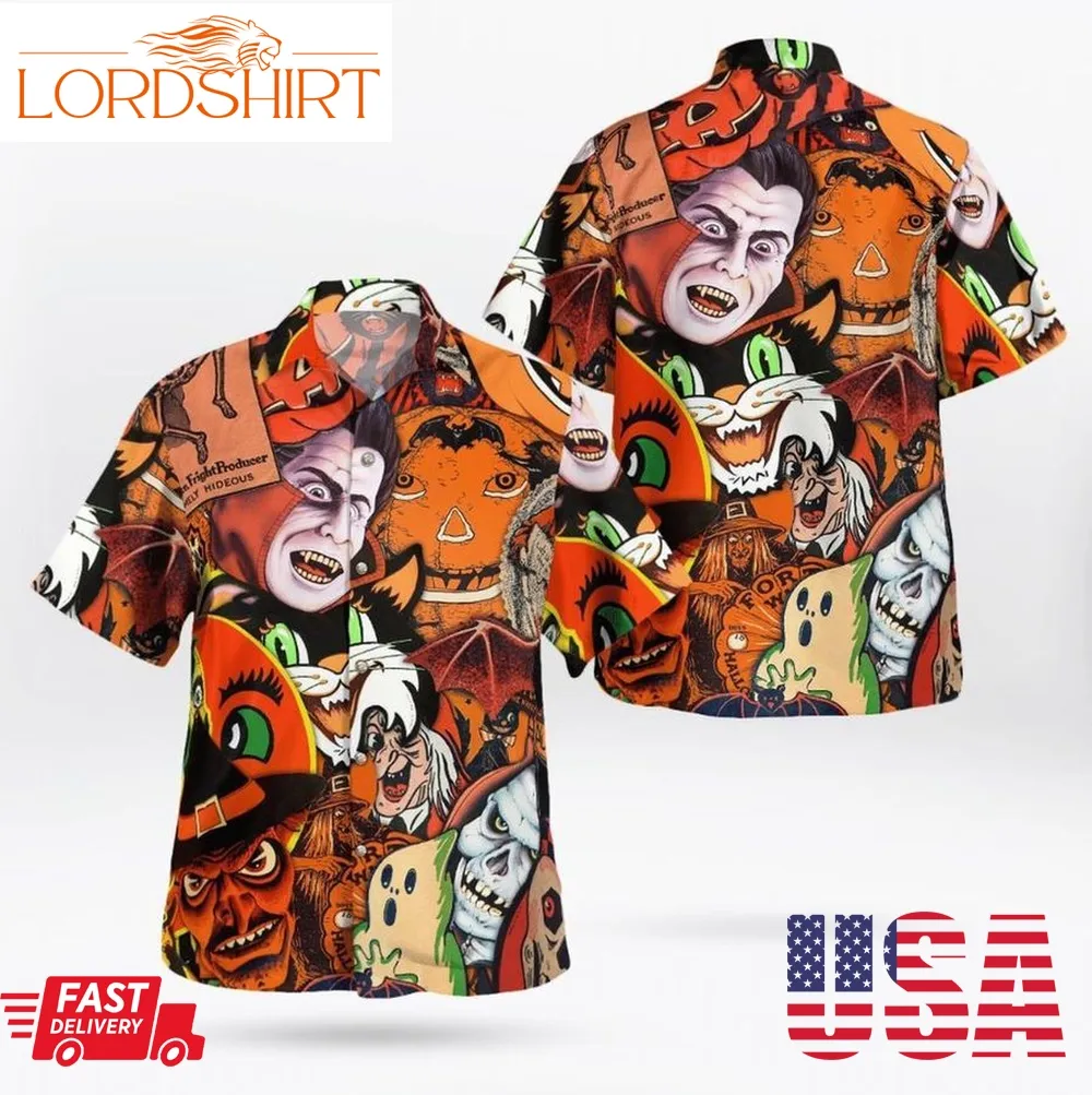 Extremely Hideous Horror Halloween Hawaiian Shirt