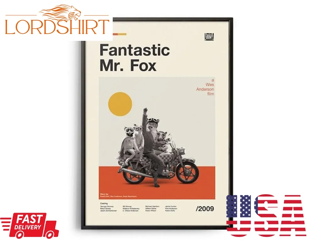 Fantastic Mr Fox Vintage Movie Print Retro Movie Poster Midcentury Modern Retro Tv Show Poster Minimal Movie Art Best Movies Retro