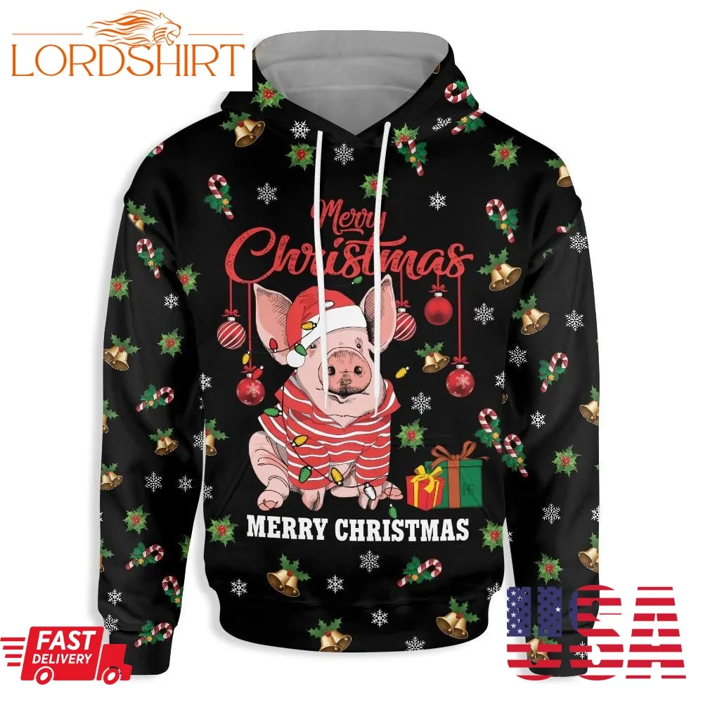 Farmer Pig Merry Christmas 3D All Over Print Hoodie Zip Up