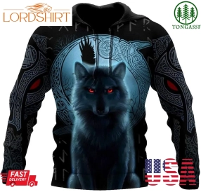 Fenrir Viking Alpha Wolf And Moon 3D Hoodie