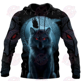 Fenrir Viking Wolf And Moon 3D Hoodie