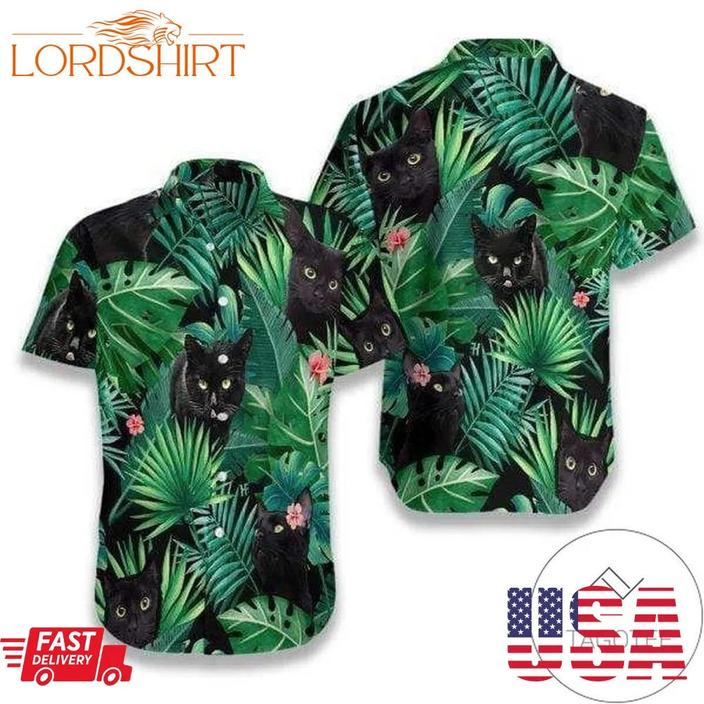 Find Black Cat Green Hawaiian Aloha Shirts