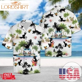 Find Black Cat Tropical Authentic Hawaiian Shirt 2023S