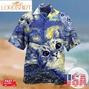 Find Cat In Starry Night Unisex Hawaiian Aloha Shirts