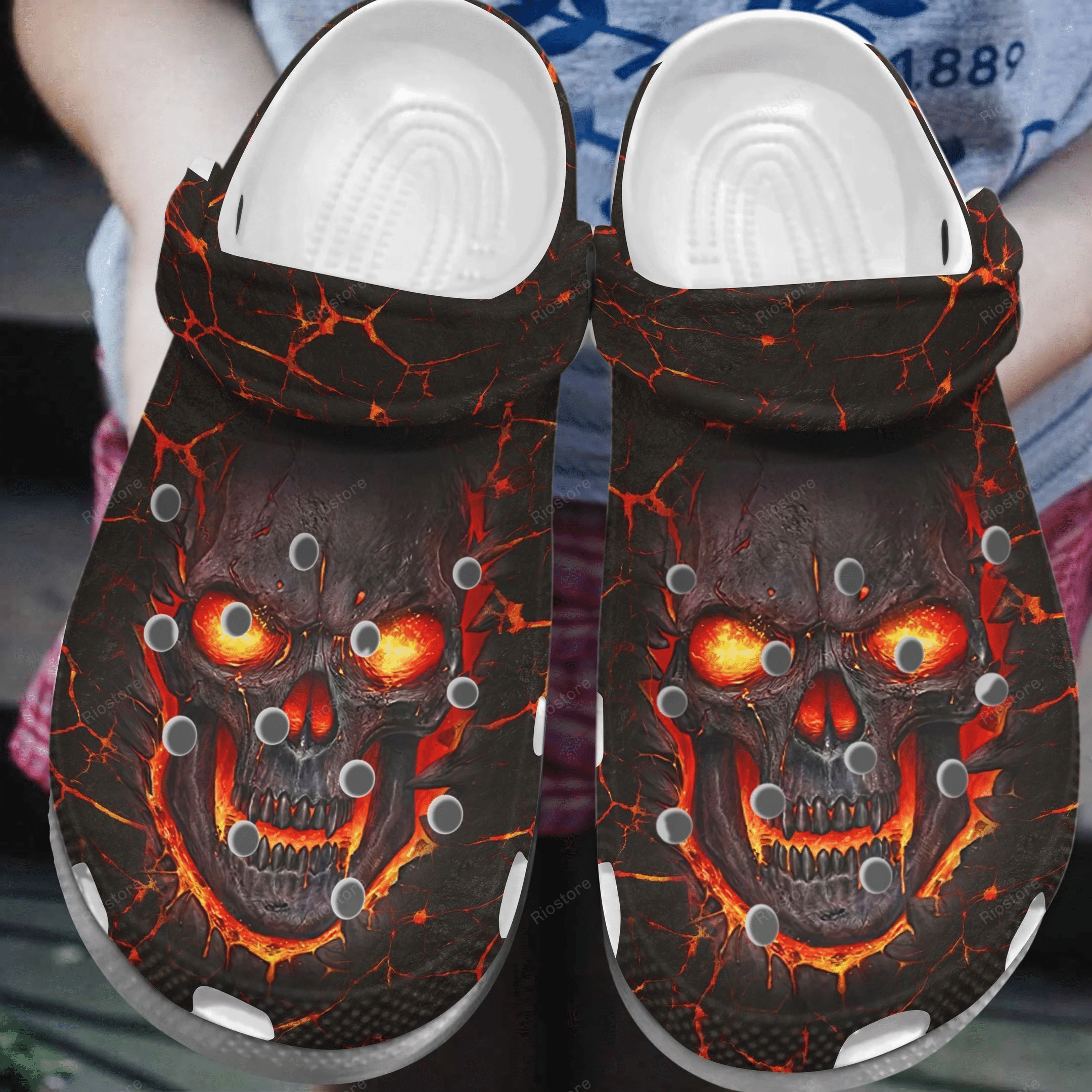 Fire Skulls Crocs Shoes Crocbland Clog Birthday Gifts For Man Son Firefighter