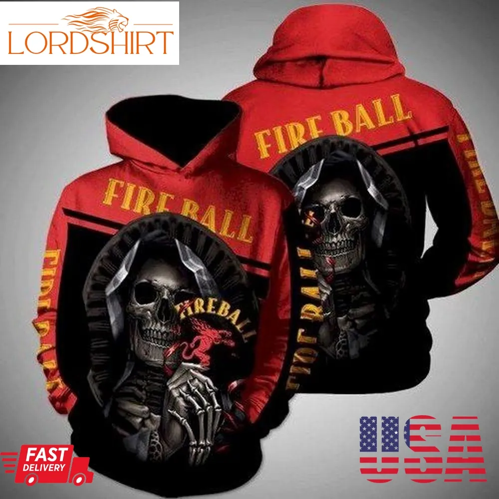 Fireball Skull Head Hold Logo 3D Hoodie For Men For Women