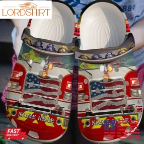 Firefighter Crocs Classic Clog Whitesole Personalized Firetruck Shoes