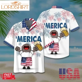 Firework Funny Sheep And Beer For Independence Day 4Th Of July Aloha American Hawaii Shirt