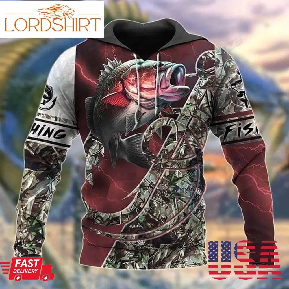 Fishing Hook Camo 3D Hoodie All Over Printed Best Fishing Gifts For Dad