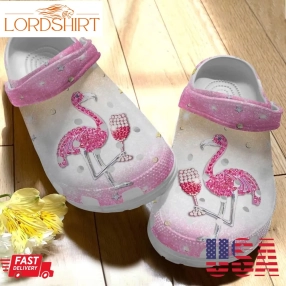 Flamingo And Wine Party Shoes Crocs Clogs Birthday Gift For Women Girl   Flamingo Wn