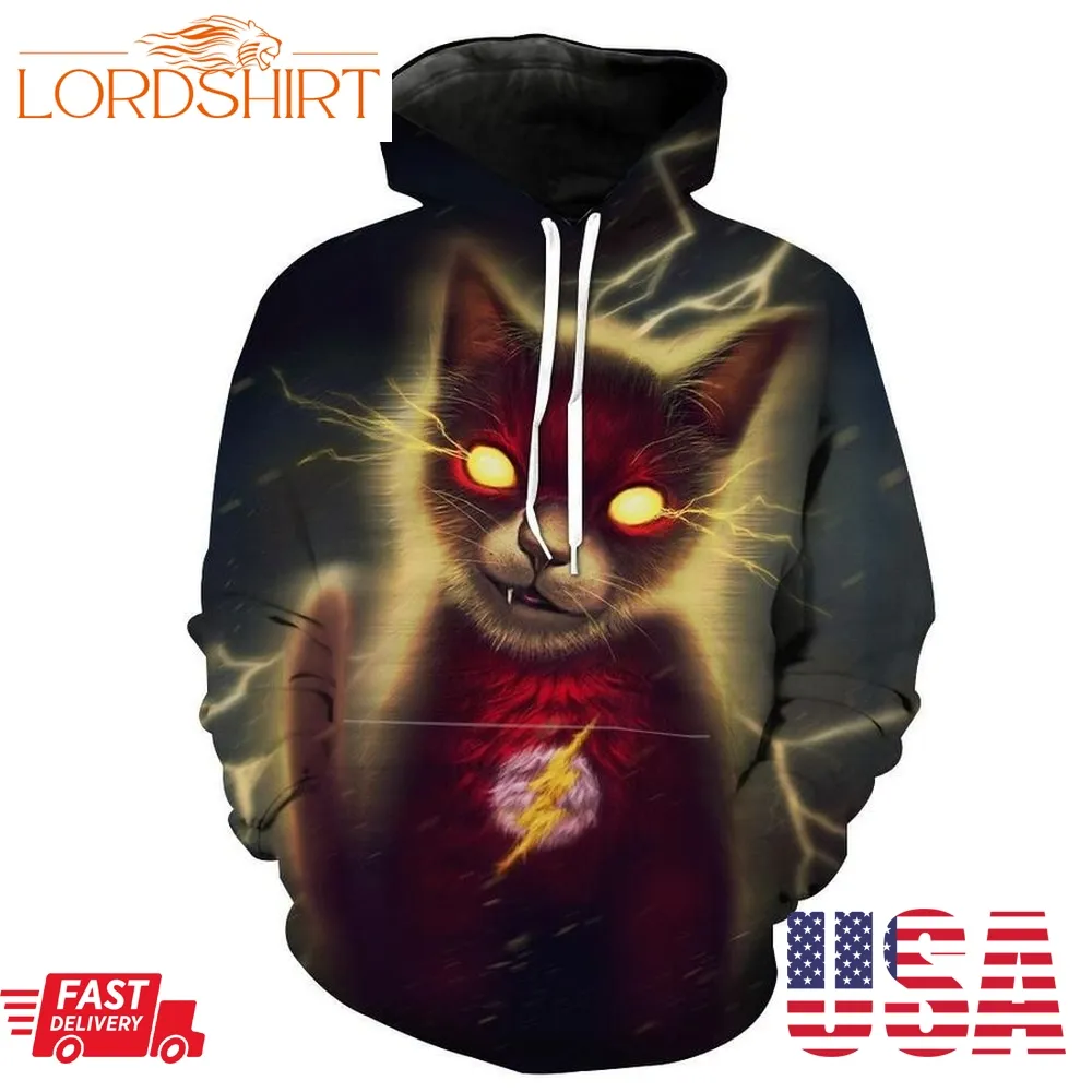 Flash Superhero Cat Crossover Animal Hoodie 3D