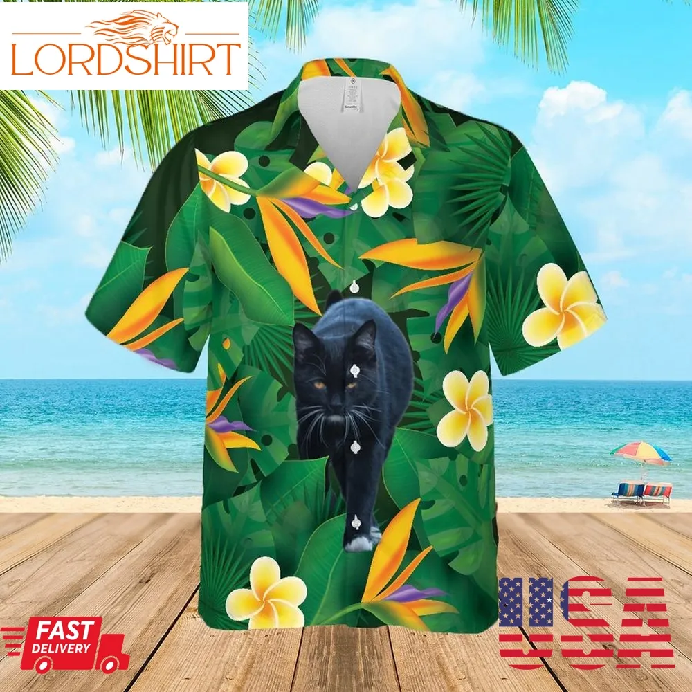 Floral Tropical Black Cat Hawaiian Shirt Pre10301, Hawaiian Shirt, Beach Shorts, One Piece Swimsuit, Polo Shirt, Funny Shirts, Gift Shirts