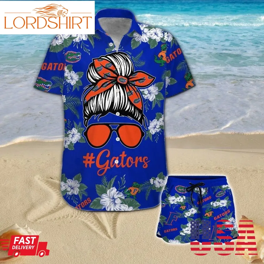 Florida Gators Girl Messy Bun Short Sleeve Button Up Tropical Aloha Hawaiian Shirts For Men Women