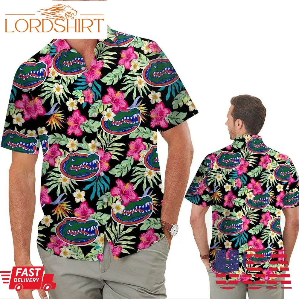 Florida Gators Hibiscus Short Sleeve Button Up Tropical Aloha Hawaiian Shirts For Men Women For Sport Lovers In Summer University Of Florida