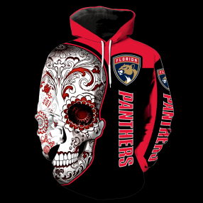 Florida Panthers Skull Full Over Print K1070 Hoodie Zipper