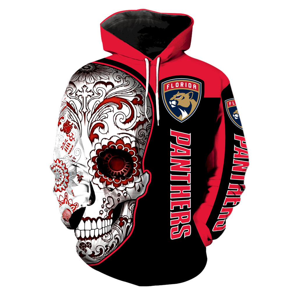 Florida Panthers Skull Full Over Print K1070 Hoodie Zipper