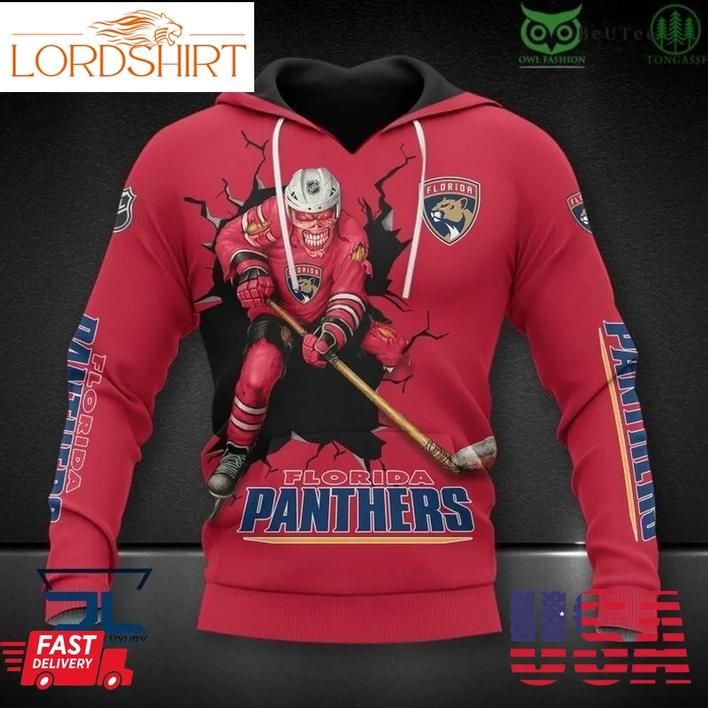 Florida Panthers Skull Logo Nhl 3D Hoodie Sweatshirt Jacket